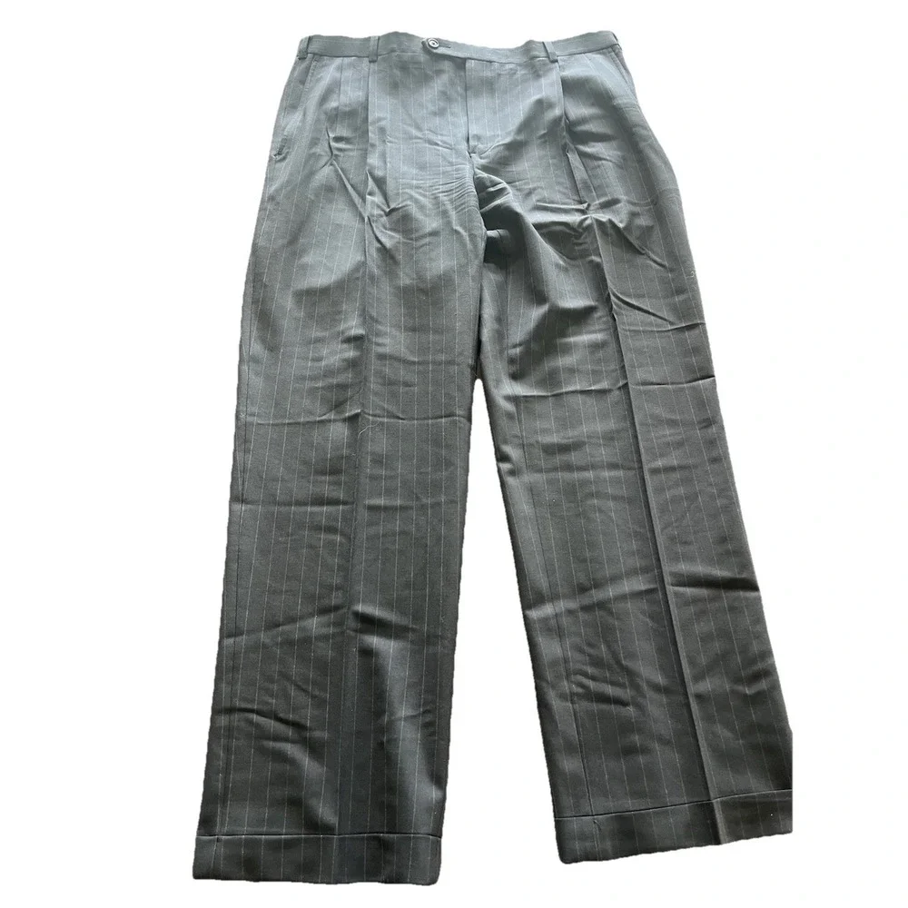 Brooks‎ Brothers Suit Men's 43L Black Pinstripe 2-Piece 38/31 Pants 346 Stretch